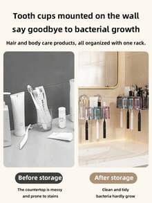 2 件/3 件/4 件病毒吸盘牙刷架壁挂式牙刷杯架牙膏收纳盒，无需钻孔