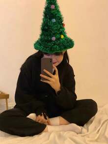 1 件涤纶亮片拼布圣诞树派对装饰，适合圣诞节庆祝 - 彩色 - 查看 5
