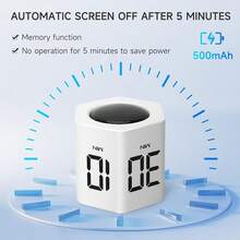 SULVGO Ticktime 番茄时钟效率计时立方体，六边形翻页时钟，支持暂停和恢复，静音和可调节声音提醒，适用于工作、办公室、多动症、学习、任务管理，可自定义 1/5/10/30/60 分钟倒计时 - 白色 - 白色 - 查看 6