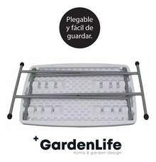 Mesa de servicio con 3 posiciones de altura en 75cm, con patas antiderrape en estructira de acero. - Blanco - Ver 3