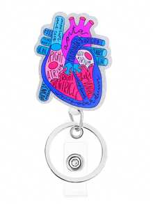 1pc Retractable Nurse ID Badge Holder, Can Be Used As Keychain, Key Chain, ID Card Holder, With Keyring, Cute Heart-Shaped Acrylic ID Badge Holder, Great Gift For Women, Nurses, Doctors, Employees. Valentine's Day Car Accessories Hanging Ornament, Gothic Y2K Style Bag Hanging Strap With ID Holder, Christmas Car Accessories Hanging Ornament, Creative Gift For Teachers, Friends, Sisters - Multicolor - View 15