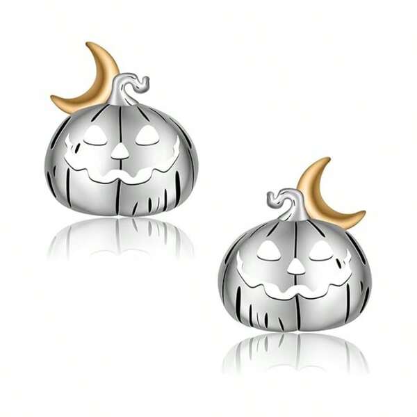 Fashionable And Personalized 925 Silver Gothic Halloween Earrings Elegant, Exquisite, Simple And Fun Pumpkin Moon Earrings, Suitable For Both Men And Women, Jewelry