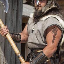 2x Temporary tattoo full arm snake python roses stick on body art transfer women and men cosplay halloween adult temp tattoo biker rocker fancy dress party cosplay Nordic - Dragón nórdico - Ver 3