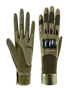 1 双男士战术手套，射击手套，硬质指关节保护，皮革掌面，摩托车手套，骑行手套，气枪手套，彩弹手套，攀岩训练手套，秋季配件 - 彩色 - 查看 7