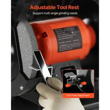 Bench Grinder, 6-Inch Single Speed Bench Grinder, 3450RPM High-Speed Table Grinders With 450W 3.8A Induction Motor, 36/60-Grit Grinding Wheel & Adjustable Eye Shield For Fast Sharpening Grinding - 6-inch 450W 3450 RPM - View 5