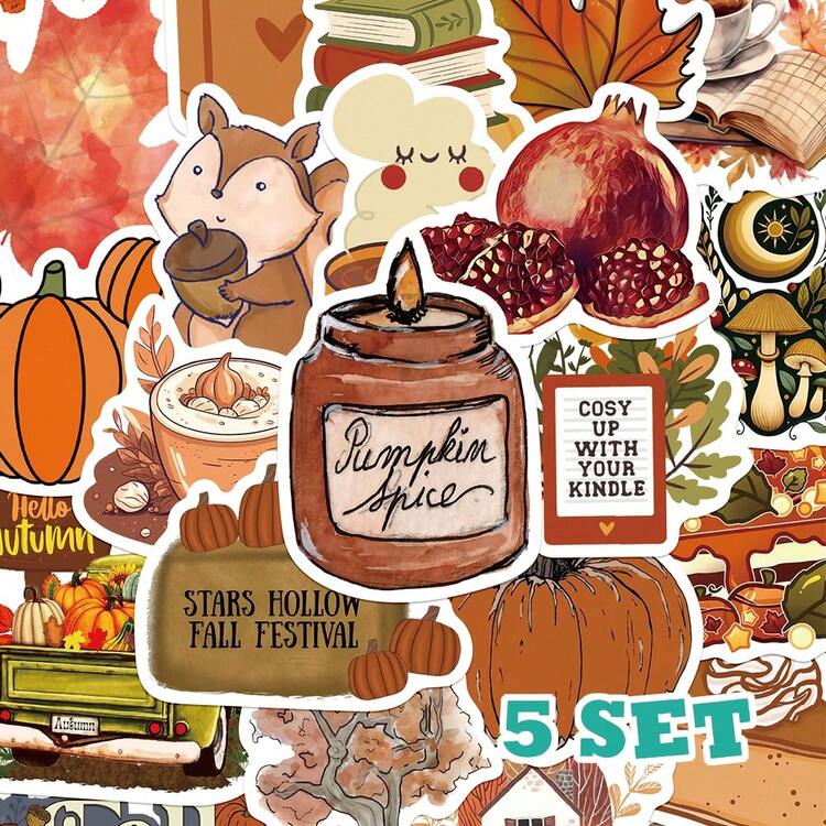 50 张秋季主题贴纸，可用于装饰计划簿、笔记本、手机壳、滑板、吉他、平板电脑、剪贴簿、信封 - 彩色 - 查看 7