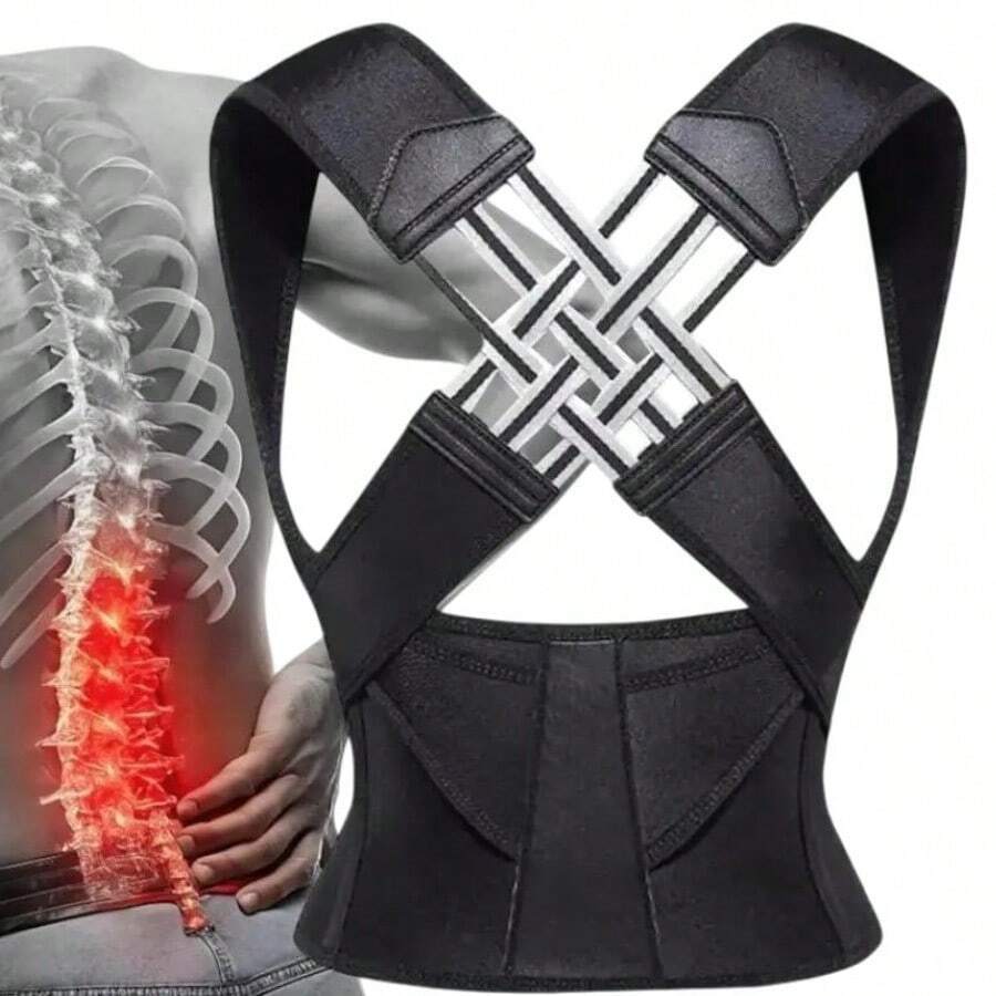 Correction Belt Open Shoulder Anti-Humpback Corrector For Adult Men And Women - Black, Black Back Posture Correction Waist Trainer Corrector - màu đen - Xem 1