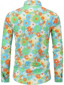 70s Outfits For Men Long Sleeve Casual Button Down 70s Disco Retro Paisley Shirt 70s Floral Vintage Hip Hop Shirts-20256688 - 顏色---7 - 查看 8