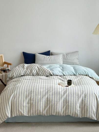 3pcs Thickened Polyester Retro Printed Bedding Set, Suitable For Boys, Girls, Dorm, Bedroom, Zipper Closure, All Season, Soft & Breathable, Fit For Twin, Full, Queen, King Bed (1 Duvet Cover, 2 Pillow Shams, No Filler)