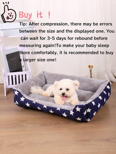 1pc Star Pattern Warm & Breathable Pet Bed, Suitable For Small/Medium/Large Cats & Dogs, All Season Use (Please Allow 3 Days For The Product To Expand After Receiving Or Manually Fluff It)