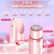 Low Allergy Bikini Trimmer For Women Double Headed Intimate Electric Shaver No Irritation Wet Dry Body Hair Removal - Pink - View 2
