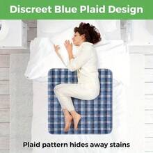 Washable Mattress Protector, Unisex Incontinence Mattress Pad, Reusable Mattress Cover, Non-Slip, Blue Plaid
