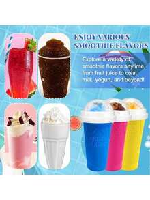 Tasse à Slushie, Tasse à Slushie Magique DIY, Tasse à Slushie Portable pour Jus, Lait et Crème Glacée, Double Couche de Silice avec Couvercle et Paille pour Enfants, Amis, Famille (Disponible en 4 Couleurs)