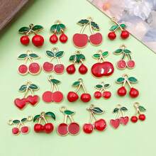 10/20/30 件/批 锌合金珐琅镀金樱桃形饰品 可爱水果吊坠 适用于 DIY 项链手链耳环珠宝 - 紅色 - 查看 9