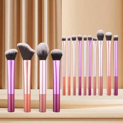 12/14 قطعة مجموعة فرش مكياج عالية الجودة، تشمل فرشاة أساس، فرشاة أحمر الخدود، فرشاة ظلال العيون، وفرشاة التحديد، أنواع فرش كاملة، شعيرات ناعمة، تلبي احتياجات المكياج اليومي، هدية مثالية للعائلة والأصدقاء
