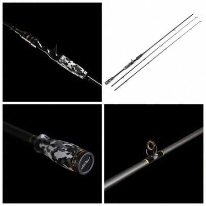 Serie E - Camuflaje Leyenda 2 - Pieza - Caña de pescar con molde para pies 24 Ton de fibra de carbono para carrete con 2 puntas - Portátil para pesca de lubina con caña mediana y medianamente pesada