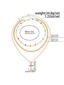 2pcs Men's Vintage Punk Cross Pendant Necklace With Rhinestone Chain, Suitable For Holiday Gifts (Random Diamond Color And Position) - 2-piece Set - View 8