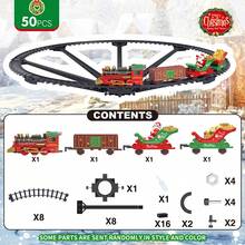 50件套经典圣诞火车套装 - 装饰套装包含圣诞老人火车、DIY组装经典电动火车、逼真烟雾、音效和灯光，是送给男孩女孩的惊喜圣诞火车玩具礼物。 - 彩色 - 查看 14