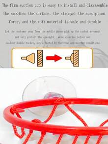 Mini Basketball Hoop, No Outdoor Court Needed, Can Be Used In Bedroom, Office, Compact & Foldable For Easy Storage, Suction Cup Design For Wall Mounting, Sports Toy For Kids, Stress Relief For Office, Also A Great Gift - Multicolor - View 3