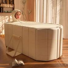 Milky Way Foldable Soaking Bathtub For Adults, Portable Large Size PVC Material Hot Tub With Thermal Insulation, Ideal Home SPA And Relaxation Spa Bath For Comfortable Use - 1.5m Gold With Cover - View 3