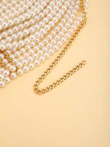 Cuiwrgrs 1pc Elegant European Style Handmade Crochet Pearl Hollow Out Shawl, Suitable For Bridal Party