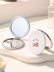 Cartoon Bear Folding Compact Mirror, Magnetic Closure Handheld Folding Makeup Mirror, Ultra-Thin Portable