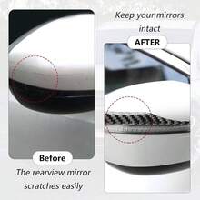4 tiras anticolisiones para espejo retrovisor de coche, pegatinas y calcomanas de fibra de carbono brillante, accesorios exteriores universales para espejo de visin lateral - Negro - - Ver 3