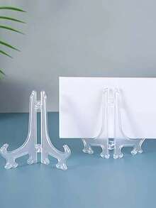 5 Pieces/Set Transparent Plastic Plate Rack, Plate Holder, Plate Display Rack, Tray Rack Kitchen Storage Rack Drain Rack Easy To Clean Household Cabinet Countertop Storage Rack Tableware Storage Artifact Kitchen Essential - Clear - View 4