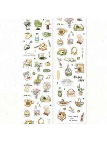 1卷/袋和纸胶带，迷你轻生活系列，复古精致烘焙甜点饮料主题胶带贴纸，剪贴簿用品，装饰笔记本相框手机壳水杯垃圾杂志文具盒DIY个性化拼贴画，学校用品，返校 - 彩色 - 查看 12