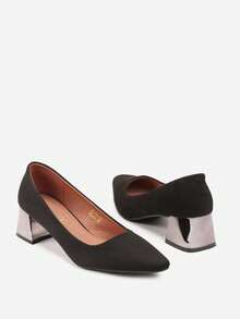 Soft Suede Pointed Toe Heels - Women's Work/Office Shoes - Black - View 6