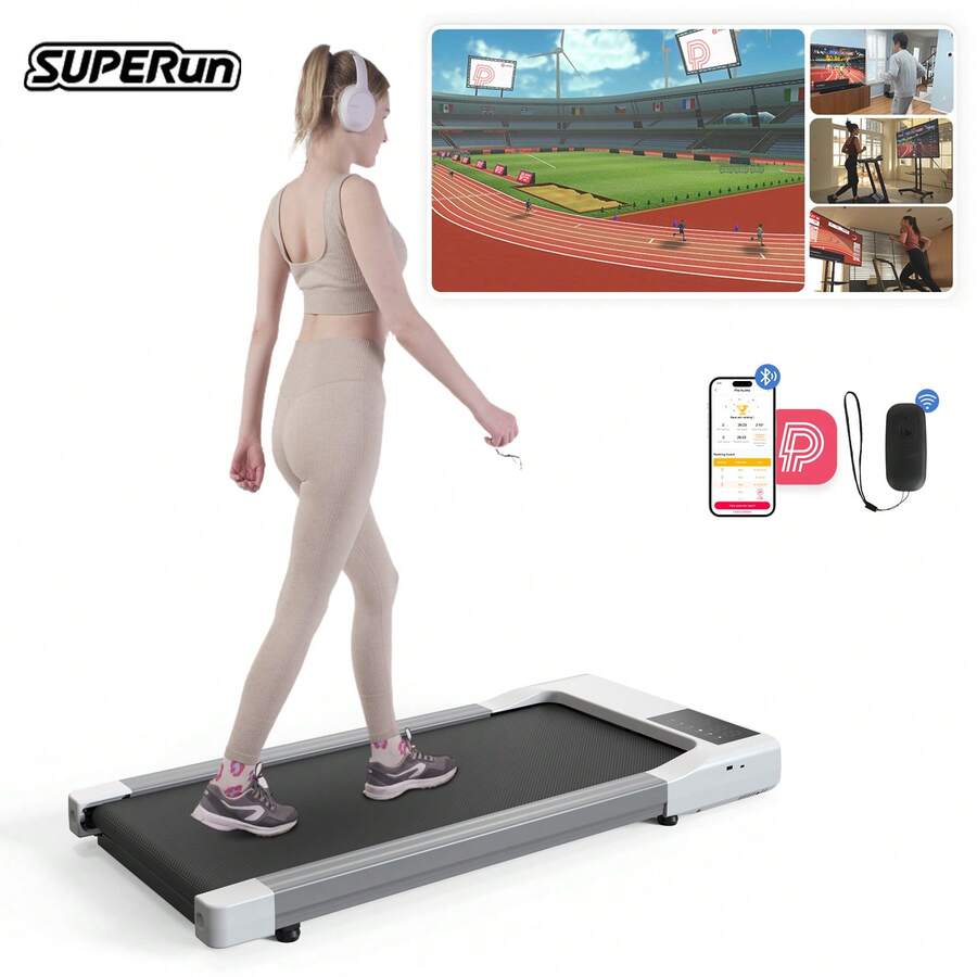 Raceable Treadmill For Home Suitable For High-Tech Wearables, Treadmill Desk App Control Walking Pad With AI Accompaniment, Multiplayer Racing Function Treadmill - US B Type Plug(110-127V) - View 1