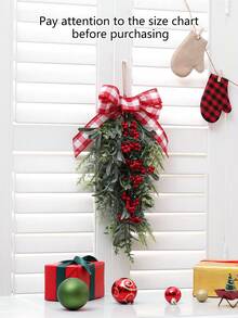 1 Stück künstliche rote Frucht Schleifen Girlande Dekoration, nordischer Stil Weihnachts Heim Wohnzimmer Kamin Atmosphäre Dekoration, Heim Fenster Ausstellung Festival Wohnzimmer Hängende Dekoration, Eingangsbereich, Büro Weihnachtsdekoration Heim Dekor Weihnachtsdekorationen Raumdekoration Winter