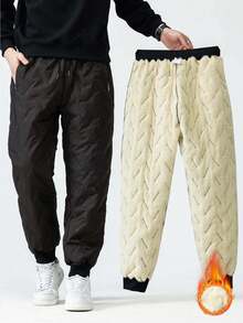 Men's Stylish And Versatile Winter Thickened Pants, Fashionable Striped Pants, Casual Long Pants. Great Gift For Husbands, Boyfriends.