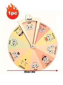 1 buc. Cadran din lemn pentru reglarea emoțiilor, stil rustic - Instrument de gestionare a stării de spirit cu fețe expresive și placă de afișare pe masă - Decorațiune fără electricitate pentru dormitor/spații familiale - Decor sezonier de sărbători (Halloween/Ziua Recunoștinței/Juneteenth), ajutor pentru conștientizarea bunăstării mintale, semn pentru biroul terapeutului, instrument de învățare a sentimentelor, piesă centrală pentru inițierea conversațiilor (fără suport)