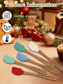 定制木柄雕刻硅胶刮刀，定制雕刻迷你铲，个性化厨房工具，适用于零散物品、婚宴、新娘送礼活动、宾客伴手礼、生日派对纪念礼品、圣诞礼物 - 多色 - 查看 3