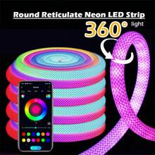 TYUTE 1PC Intelligent RGB LED Woven Light Strips, With A Simple And Convenient USB Interface, A Length Of 9.84ft That Can Be Freely Cut, Can Be Controlled By A Mobile Phone Application To Adjust The Brightness Of The LED Rope Light, Synchronously Change Color Music, Synchronously Change LED Light Strips, Indoor Decoration Atmosphere Light Strips, Halloween And Christmas Lighting Decorations - 彩色光 - 查看 8