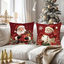 4 Pcs Christmas Pillowcases, 18x18 Inches, Zipper Closure, Retro Santa Claus And Snowman Pattern, Suitable For Farmhouse Holiday Decoration, Christmas Decoration, Home Decor, Can Be Used For Porches, Patios, Sofas, Couches, Living Rooms, Etc. Single-Sided Printing, Does Not Include Pillows. Christmas Decor Home Christmas Decorations Christmas Decorations Home Room Decor