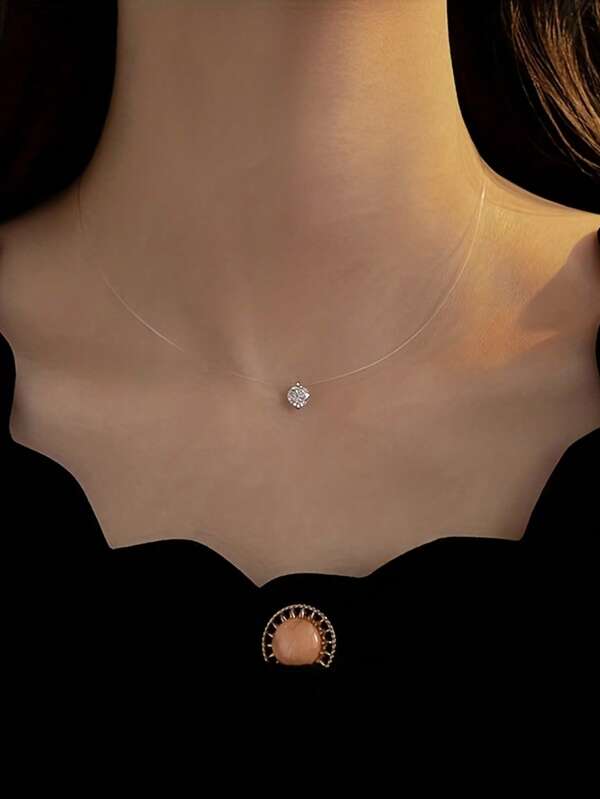 1 Stück Damen Künstlicher Zirkonia Faux Diamant Transparenter Choker Halskette, geeignet für Alltag, Party, Urlaub Schmuckzubehör