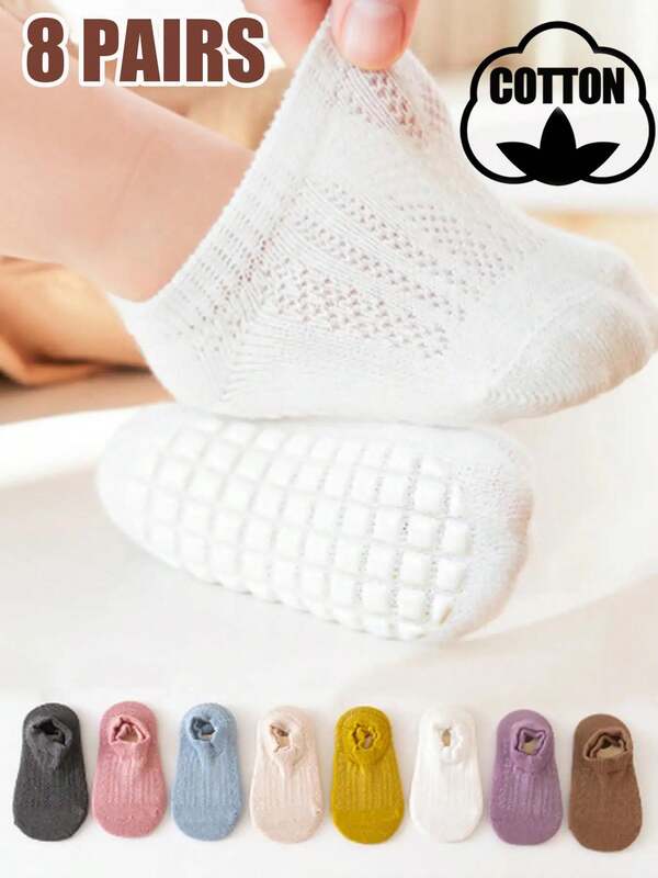 8 Paar Baby Anti-Rutsch Bodensocken, Kindersocken, Kleinkind Rutschfeste Socken, Weich & Bequem, Leicht & Rutschfeste Bodensocken für den Sommer