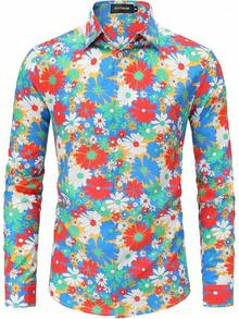 70s Outfits For Men Long Sleeve Casual Button Down 70s Disco Retro Paisley Shirt 70s Floral Vintage Hip Hop Shirts-20256688 - Màu sắc---9 - Xem 1