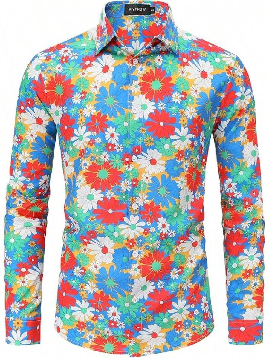 70s Outfits For Men Long Sleeve Casual Button Down 70s Disco Retro Paisley Shirt 70s Floral Vintage Hip Hop Shirts-20256688 - Màu sắc---9 - Xem 1