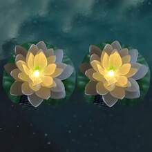 1/2/4PCS 太阳能 LED 莲花灯，带灯浮动莲花灯，IP44 泳池装饰仿真 LED 莲花灯 3 种颜色，装饰桌面、庭院、花园、婚礼、池塘、景观装饰浮动花灯。 - 彩色 - 查看 14