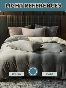 三件套被套，不含被芯，纯色床上用品套装，温馨房间装饰，柔软保暖，亲肤易护理，适合秋冬季客房和卧室，适配多种床型，包含1个被套和2个枕套，家纺产品，床上用品礼品，可机洗 - 深灰色 - 查看 7