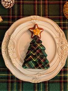 2/6/12pcs Christmas Plaid Cloth Napkins, Reusable And Washable For Holiday Party, Banquet, Restaurant, Kitchen & Dining Table Decor - Multicolor - View 6