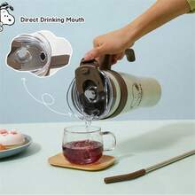 Miniso 系列 1600ml/54.11oz 超大吸管不锈钢杯，动漫卡通便携大容量水瓶，保温杯，咖啡杯 - 褐色 - 查看 4