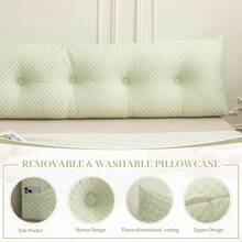 Soft Headboard Pillow Bed Wedge Pillow For Headboard With Side Pockets Dorm Headboard Twin Full Queen King Backrest Pillow, Bed Bolster Pillows For Back Support With Removable Cover - Màu xanh nhạt - Xem 3