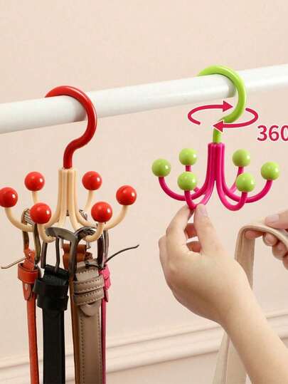 1 قطعة علاقة دوارة متعددة الوظائف ذات 6 خطاطيف لتعليق الحقائب والملابس الداخلية والقبعات والمناشف، أداة تخزين متعددة الاستخدامات للغرف الجامعية، علاقة دوارة بدون ثقب لتعليق الأوشحة والقبعات والحقائب، حامل دائري لعرض الأوشحة الحريرية