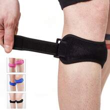 Knee Patellar Tendon Knee Support Strap Brace Adjustable Shock Absorption Sport Compression Knee Pad For Basketball Running - 黑色 - 查看 2