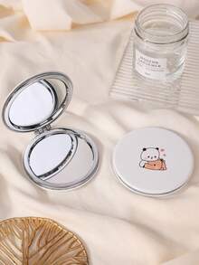 Cartoon Bear Folding Compact Mirror, Magnetic Closure Handheld Folding Makeup Mirror, Ultra-Thin Portable