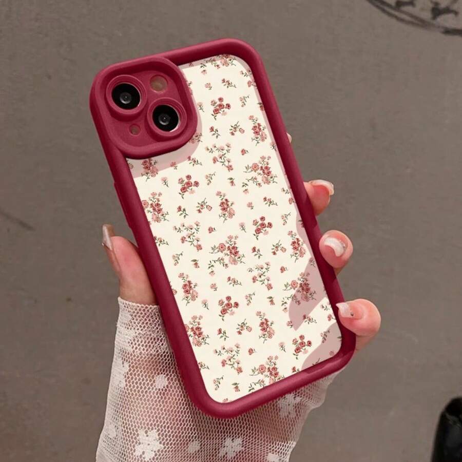 Protective Phone Case Designed For IPhone 16 Pro Max, 15 Plus, 14, 13, 12, 11, XR And XS With Vintage Floral Rose Design. This Soft Silicone Case Provides Full Body Protection And Is Shockproof, Perfect For Women, Men, Girls And Boys. - 酒紅色 - 查看 1
